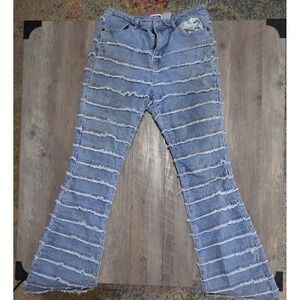 Vince Blue Y2K Fray Layer Flare Bootcut Denim Light Wash Blue Jeans Junior Sz 11